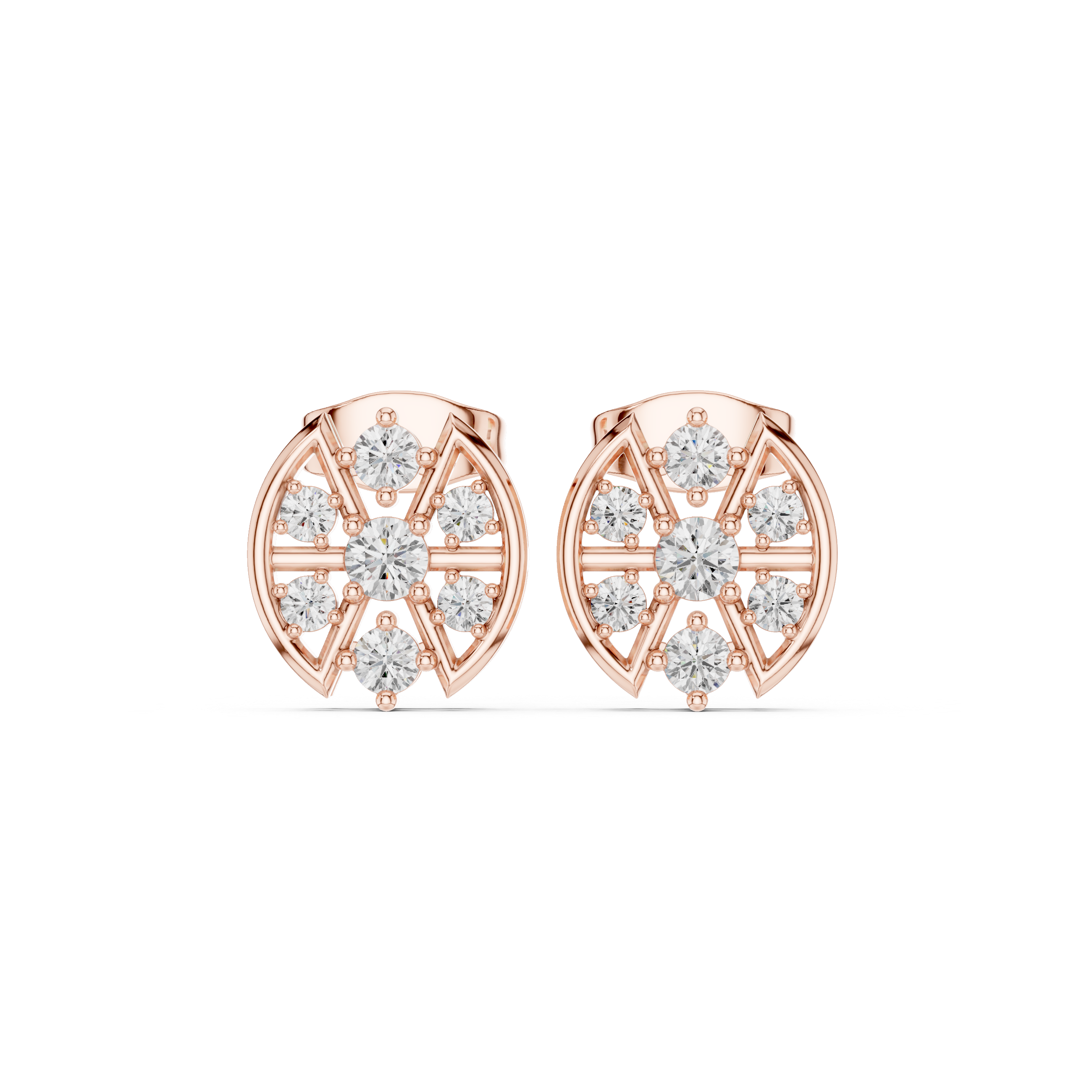 0.41 CT Floral Diamond Stud Earrings