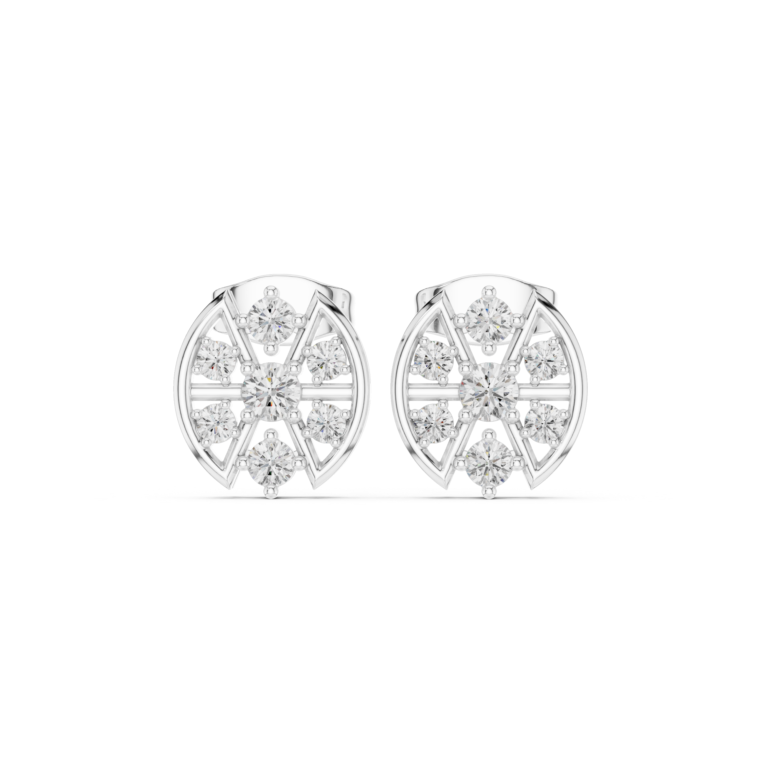 0.41 CT Floral Diamond Stud Earrings