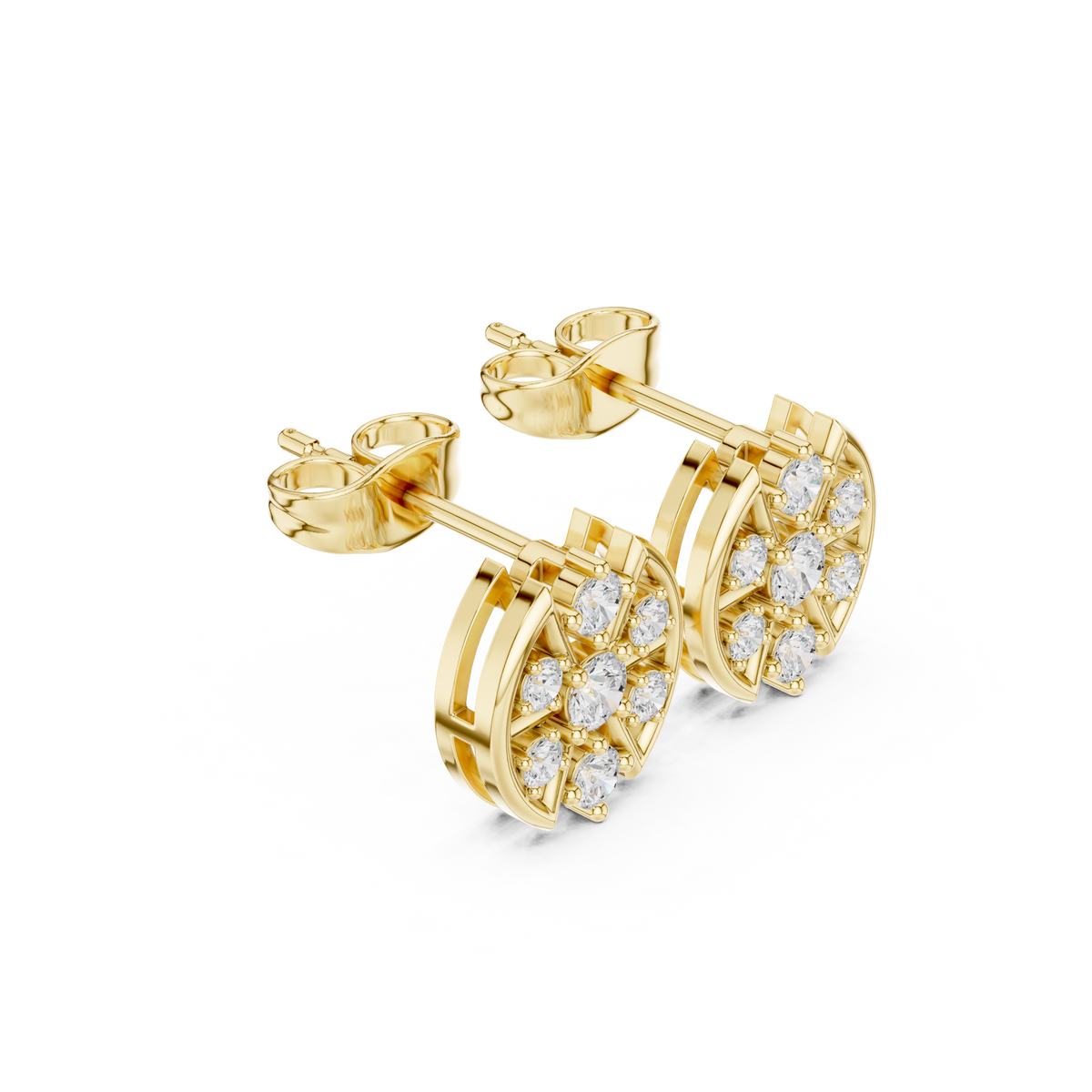 Floral Diamond Stud Earrings, extra angle — Jewelix Atelier