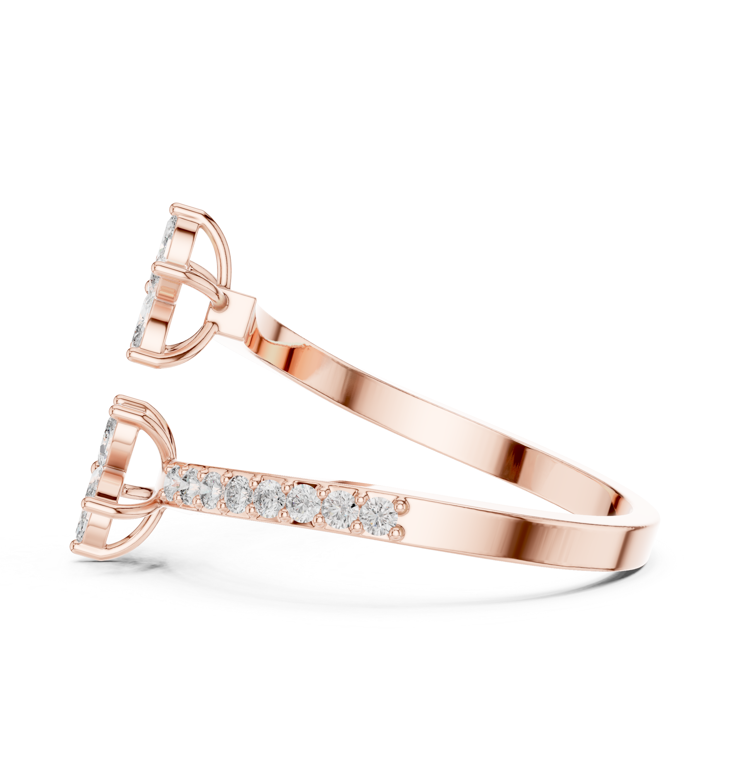 0.44 CTW Floral Marquise Diamond Bypass Ring