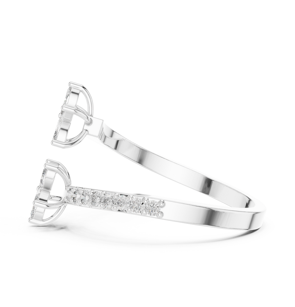 0.44 CTW Floral Marquise Diamond Bypass Ring