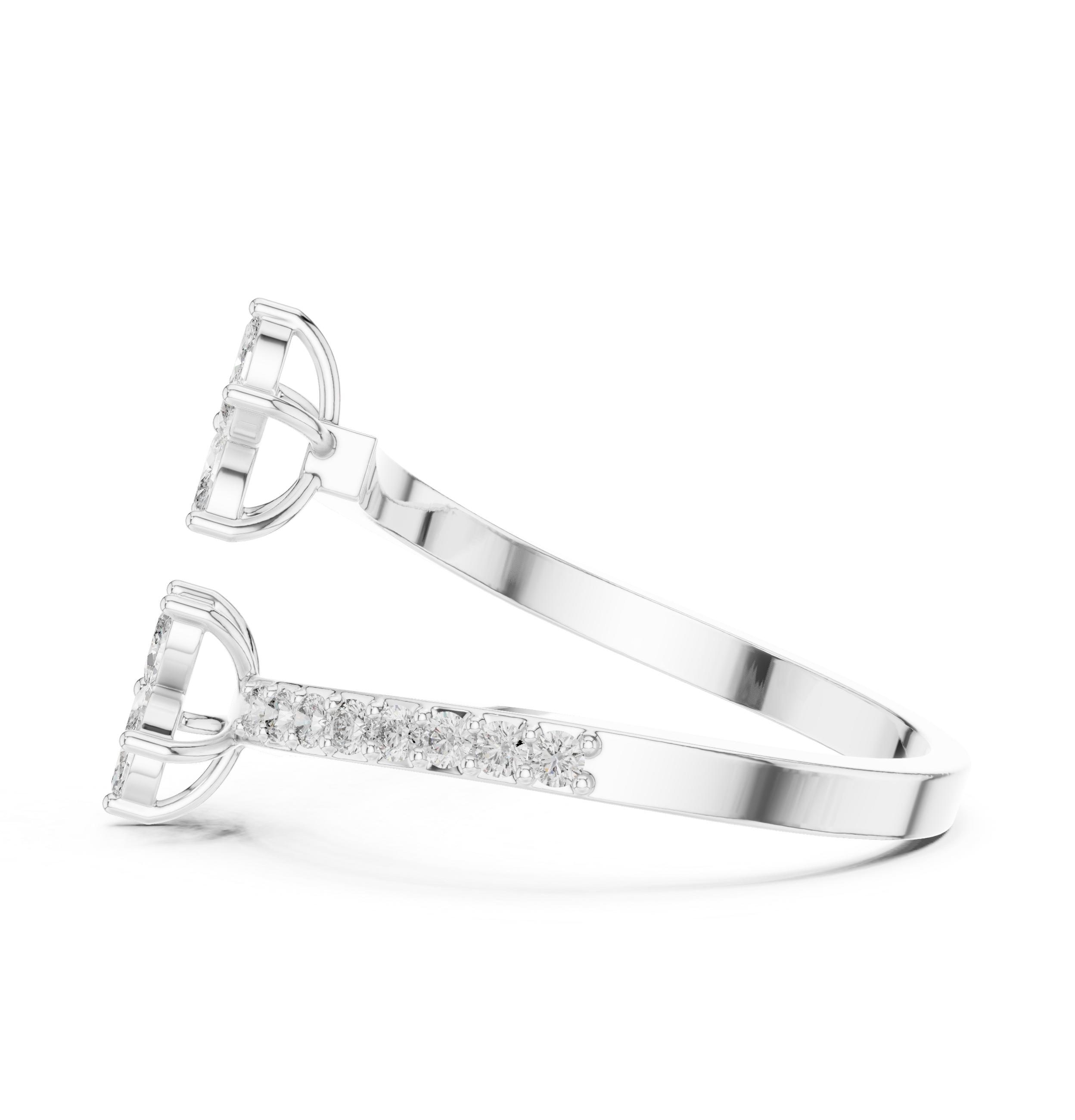 0.44 CTW Floral Marquise Diamond Bypass Ring