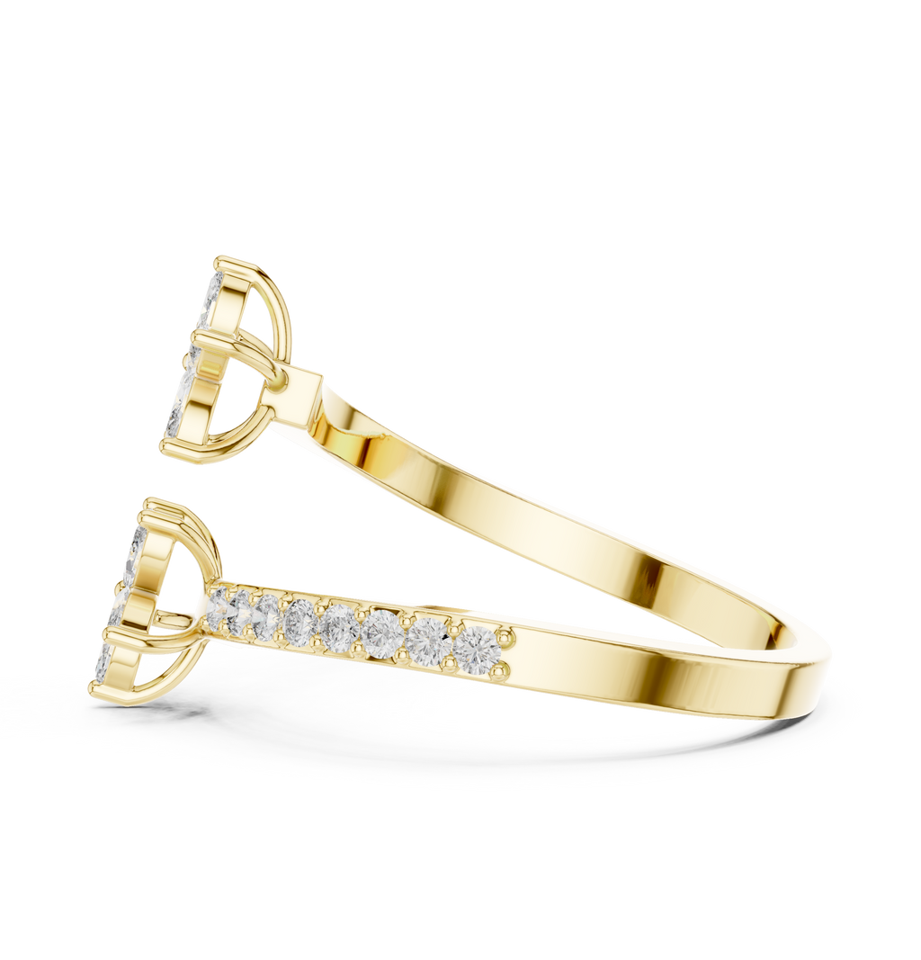 0.44 CTW Floral Marquise Diamond Bypass Ring