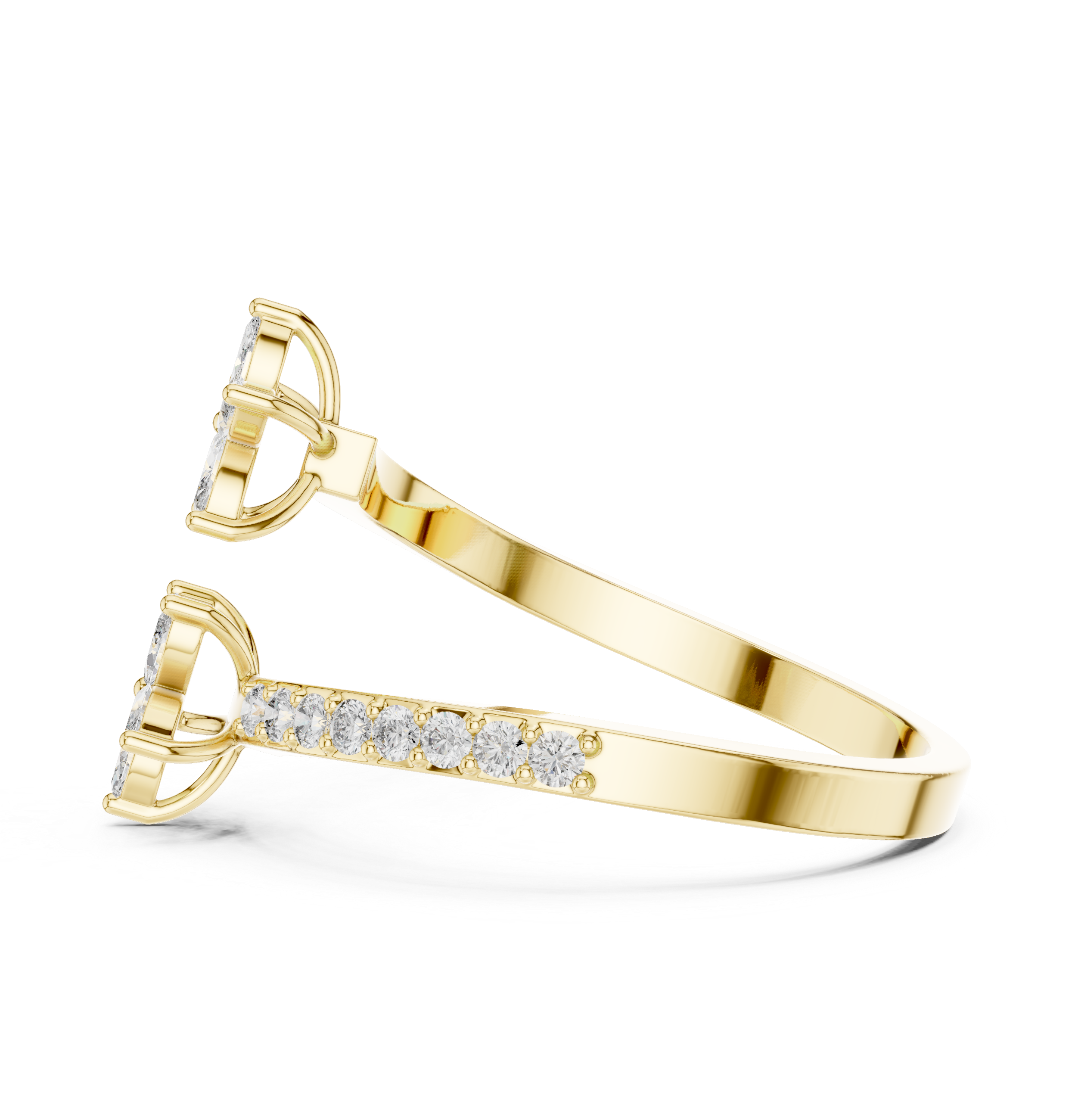 0.44 CTW Floral Marquise Diamond Bypass Ring