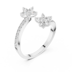 0.44 CTW Floral Marquise Diamond Bypass Ring