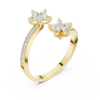 0.44 CTW Floral Marquise Diamond Bypass Ring