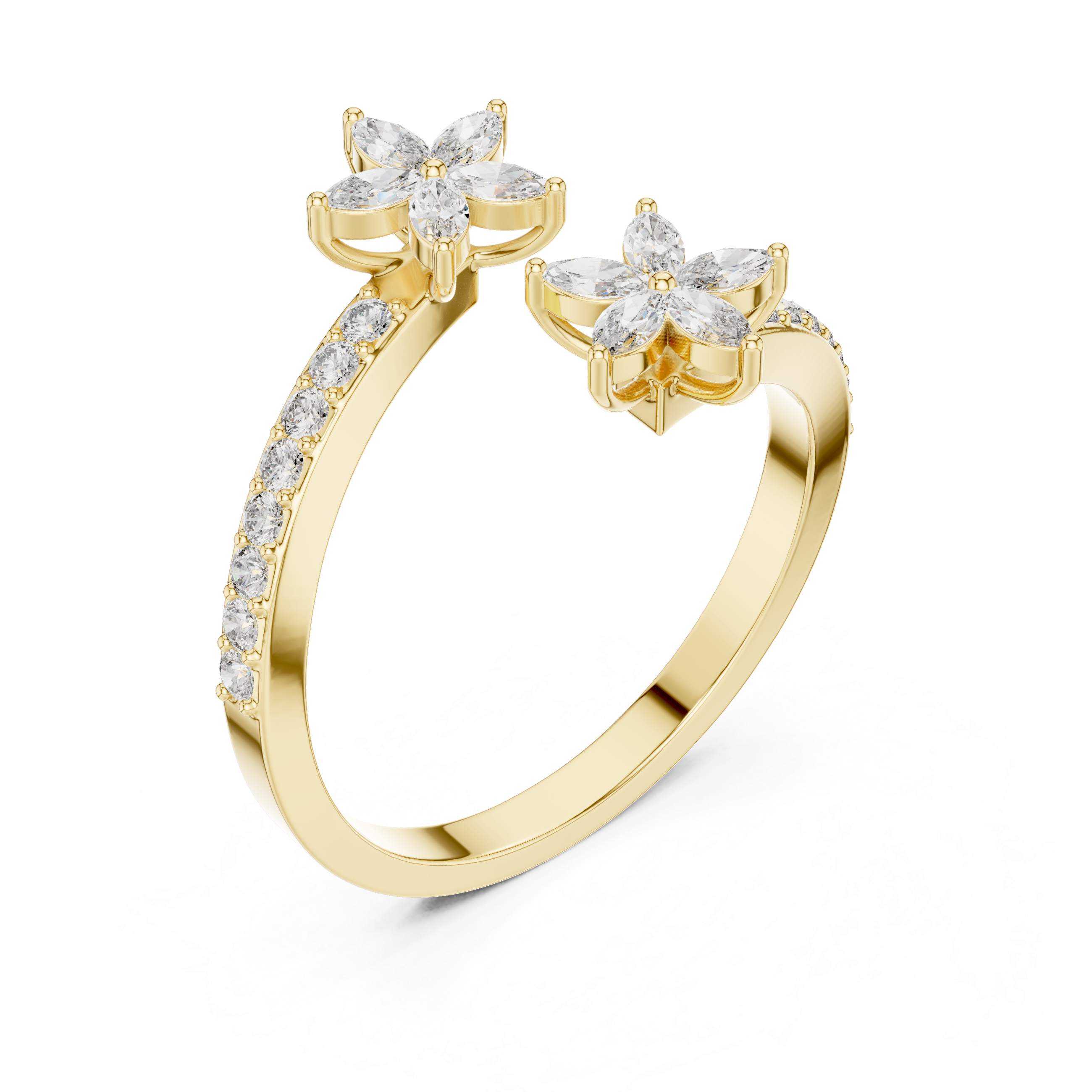 0.44 CTW Floral Marquise Diamond Bypass Ring