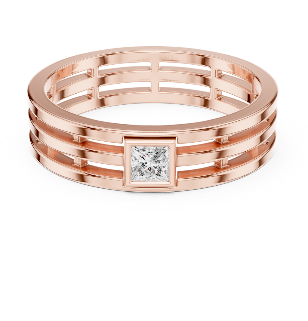 Modern Bezel Set Princess Diamond Band Ring