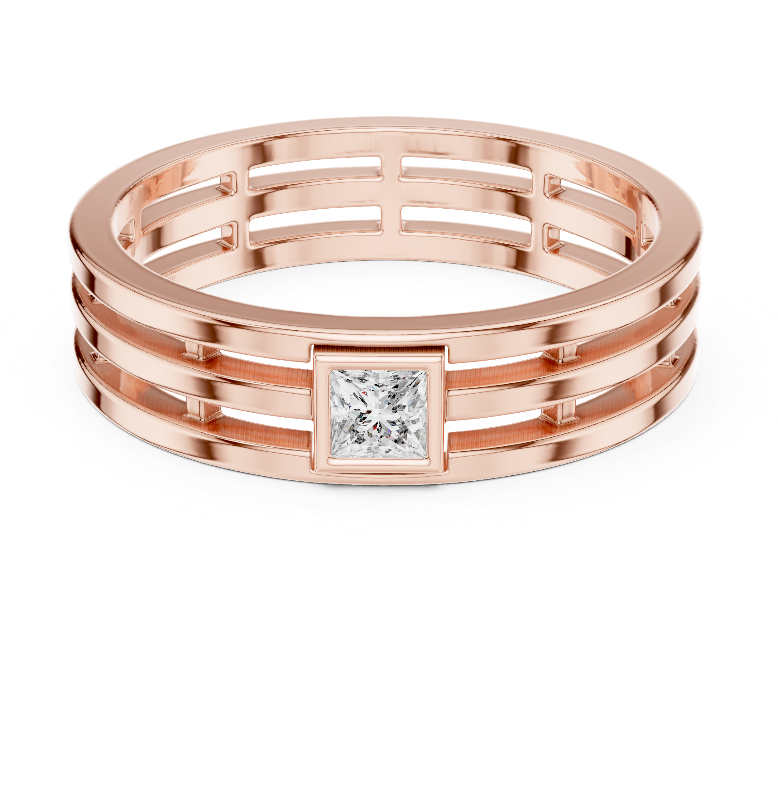 Modern Bezel Set Princess Diamond Band Ring