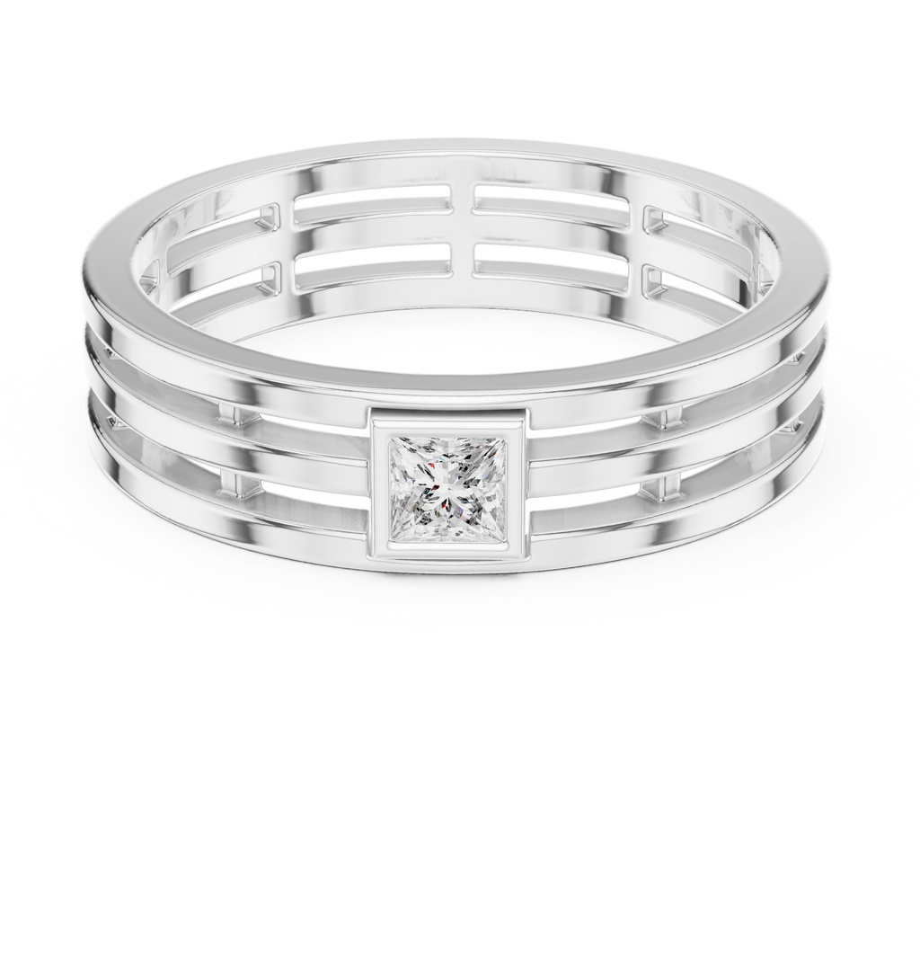 Modern Bezel Set Princess Diamond Band Ring