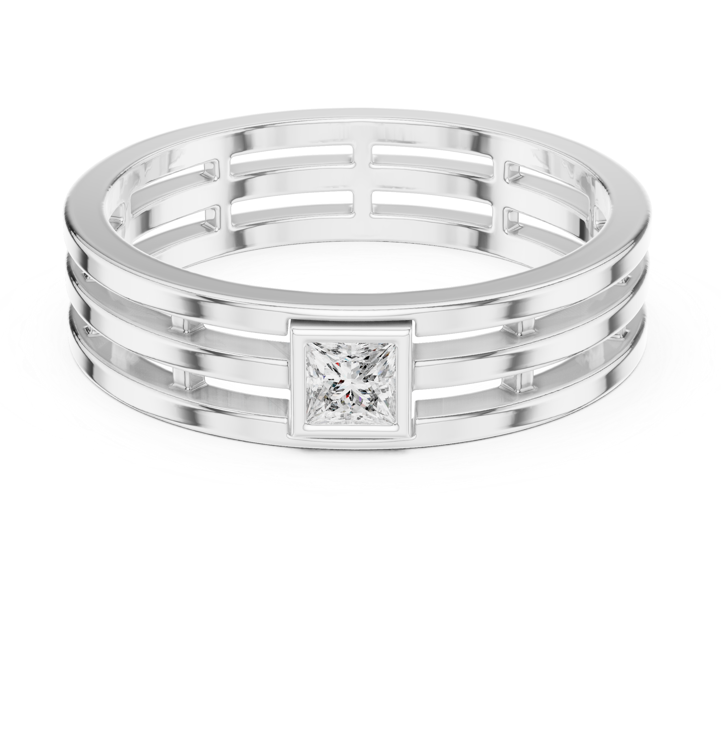 Modern Bezel Set Princess Diamond Band Ring
