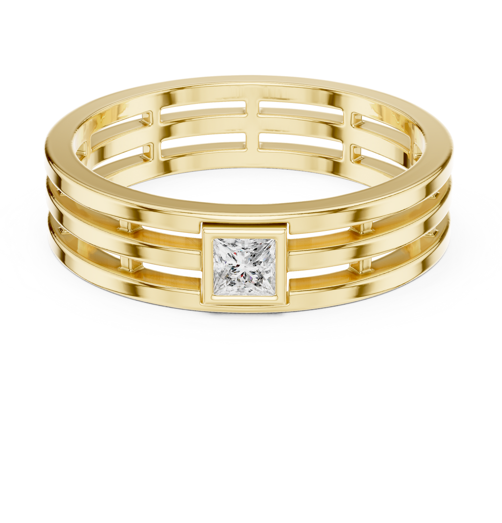 Modern Bezel Set Princess Diamond Band Ring