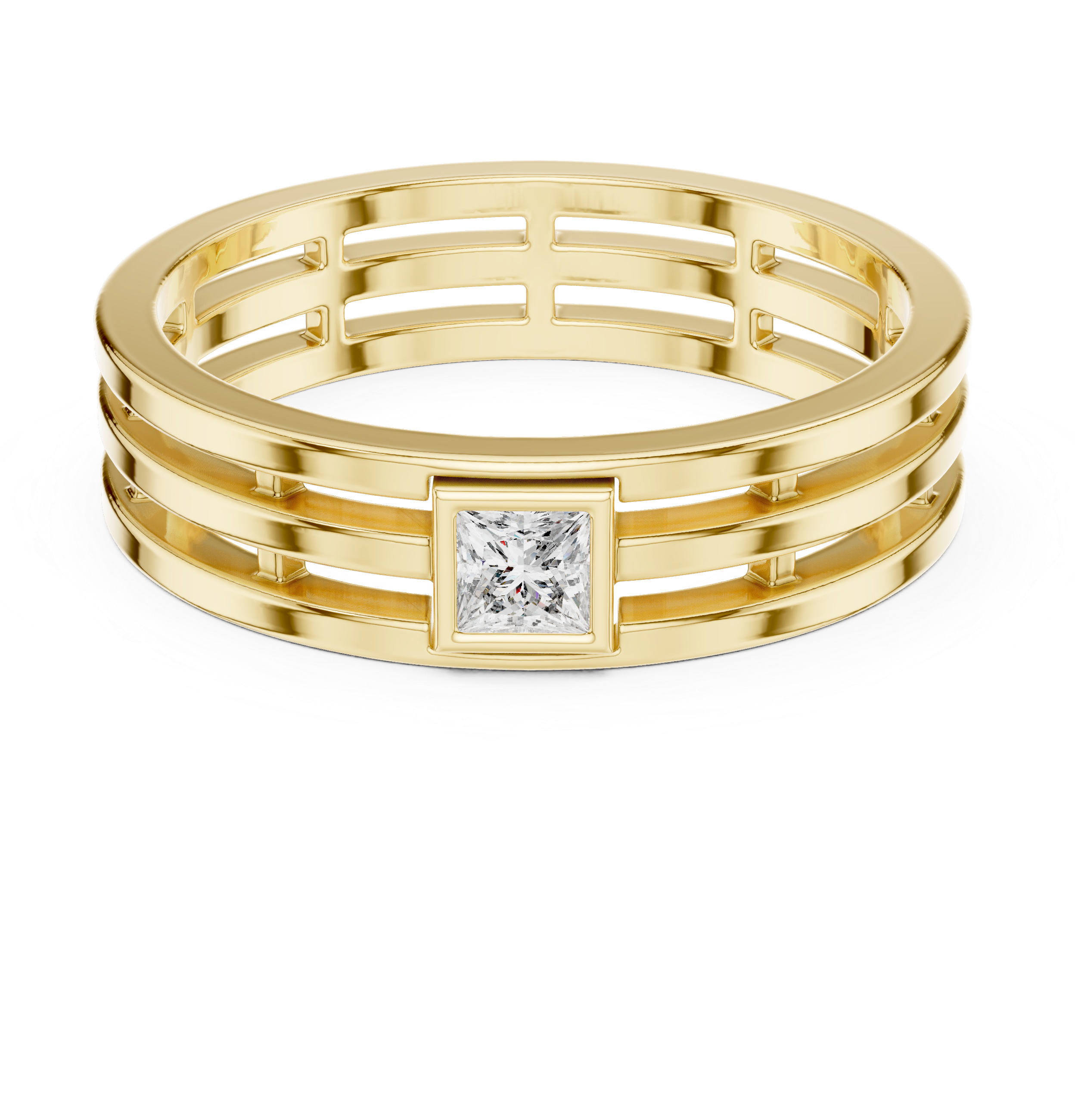Modern Bezel Set Princess Diamond Band Ring