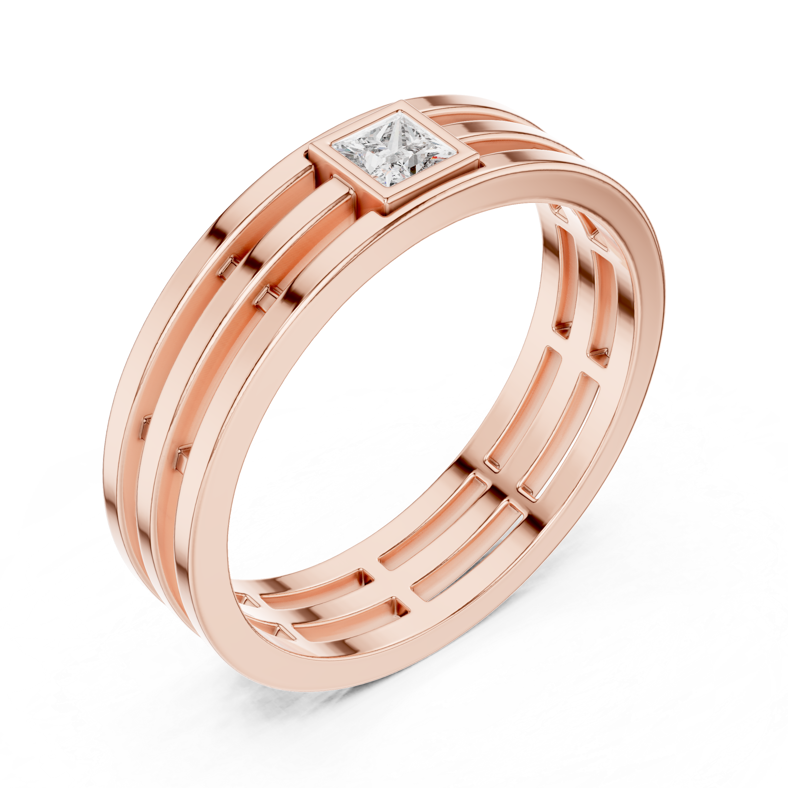 Modern Bezel Set Princess Diamond Band Ring