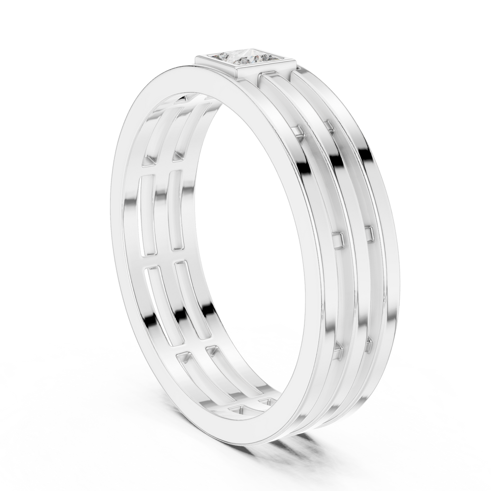 Modern Bezel Set Princess Diamond Band Ring