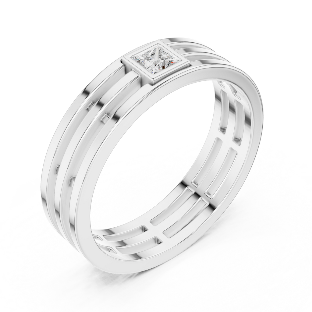 Modern Bezel Set Princess Diamond Band Ring