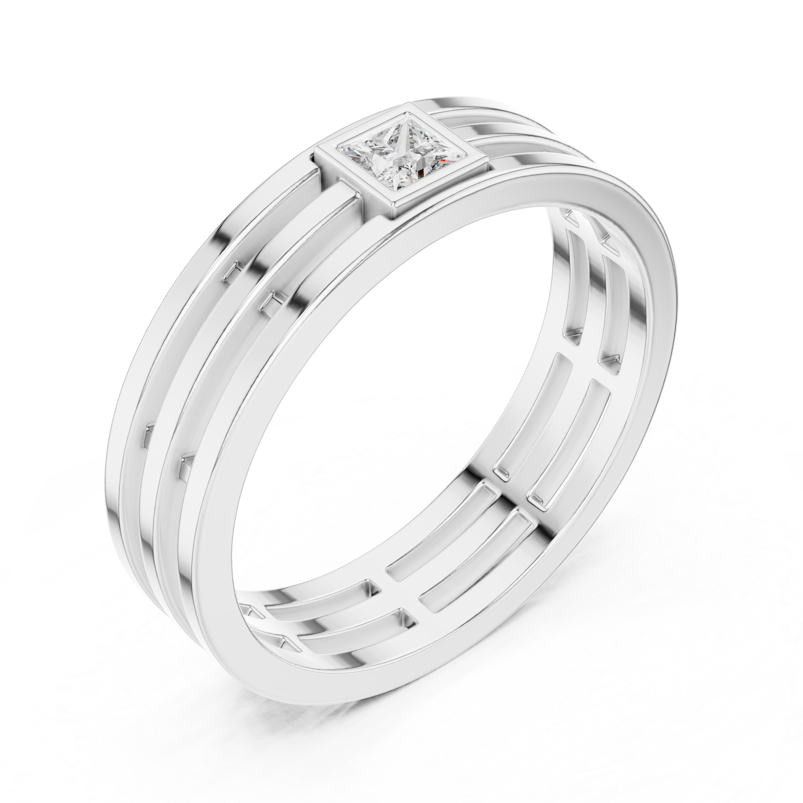 Modern Bezel Set Princess Diamond Band Ring