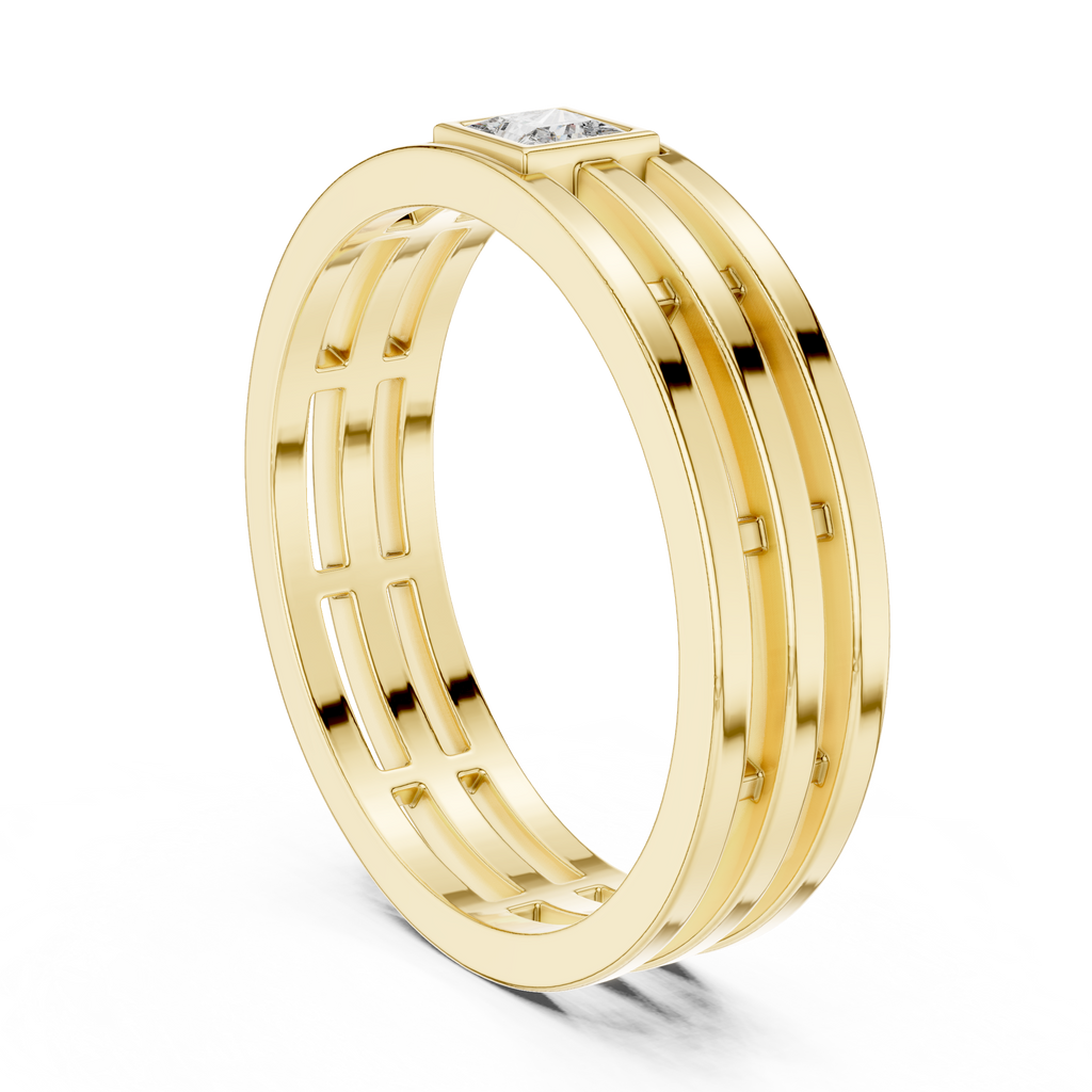 Modern Bezel Set Princess Diamond Band Ring