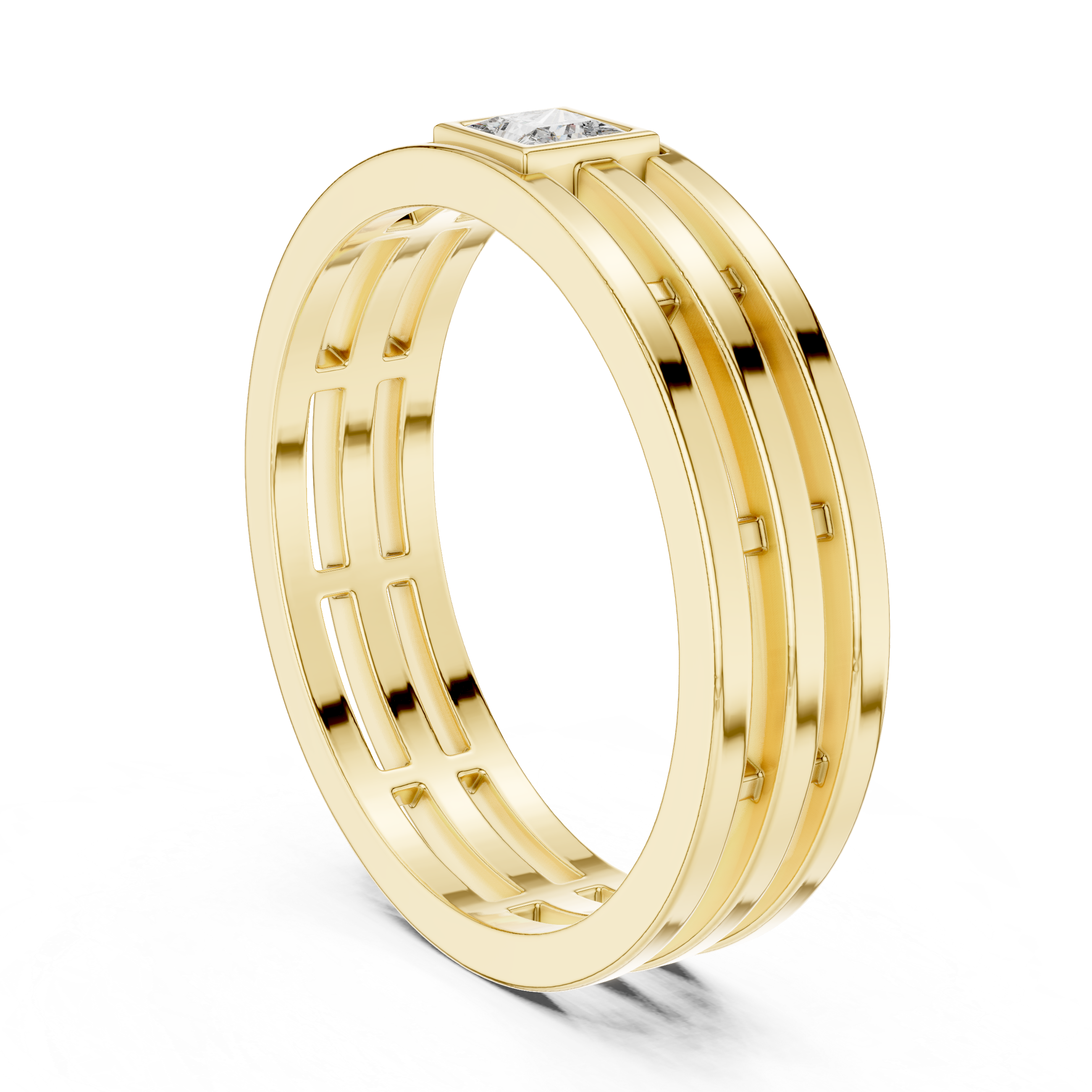 Modern Bezel Set Princess Diamond Band Ring