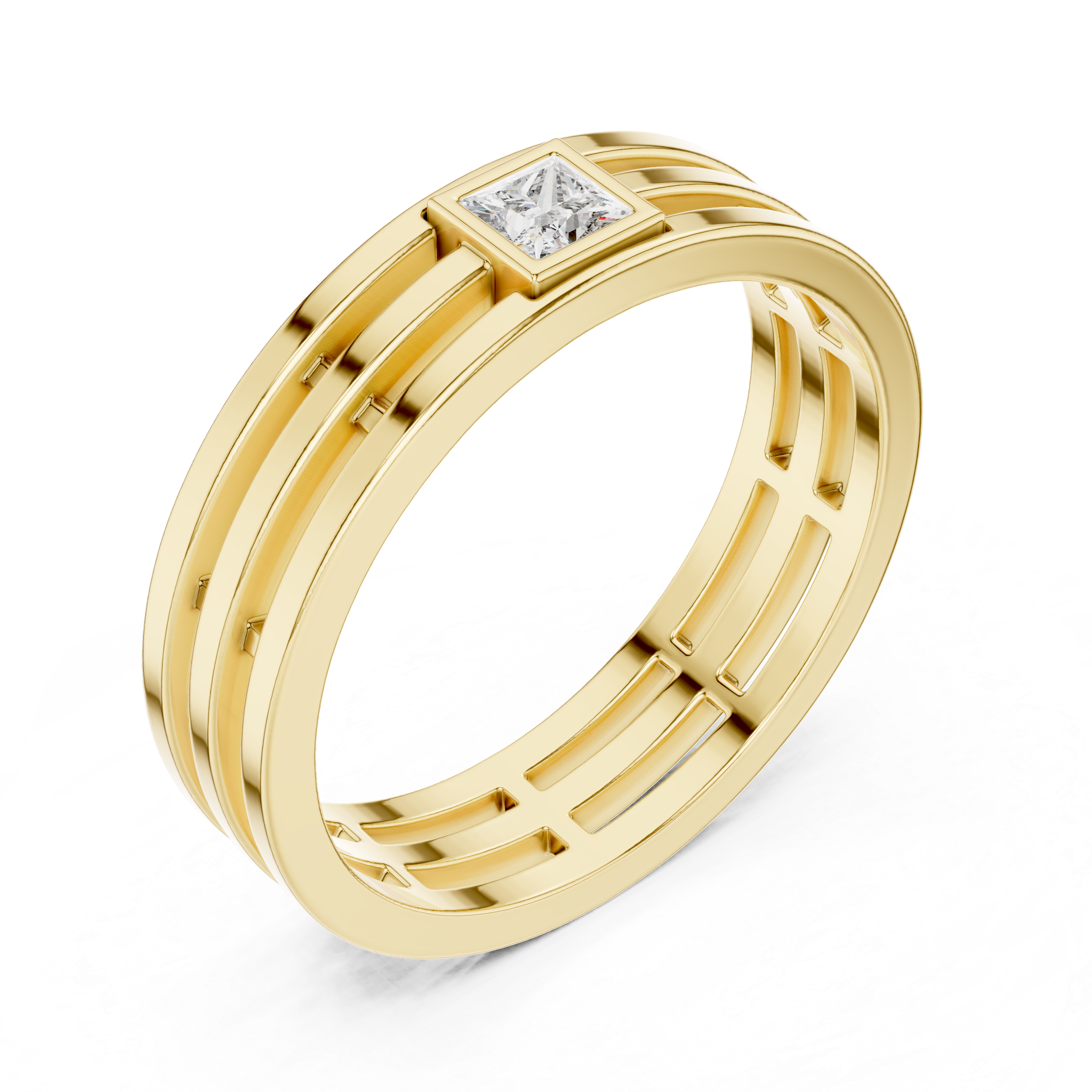 Modern Bezel Set Princess Diamond Band Ring