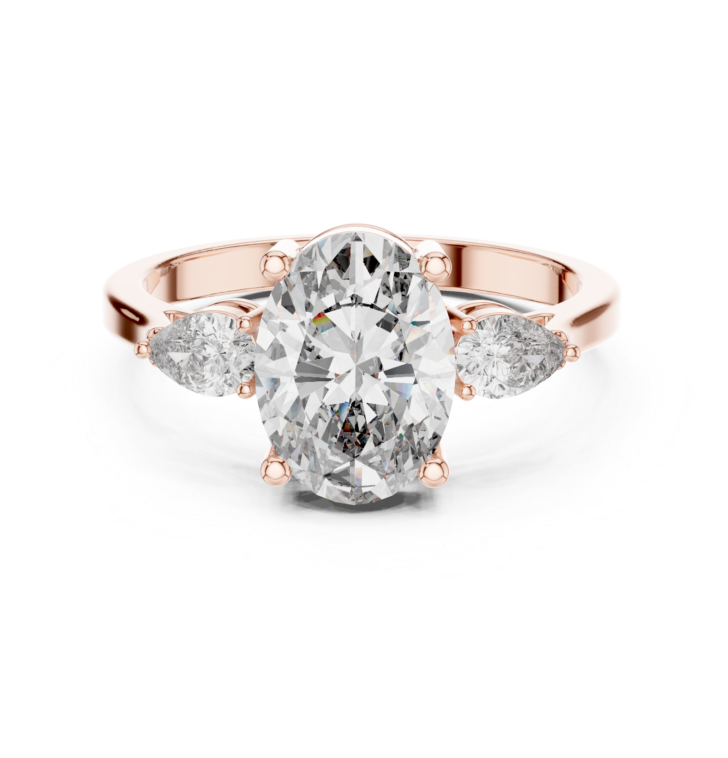 2.22 CT Oval Cut Three Stone Engagement Ring
