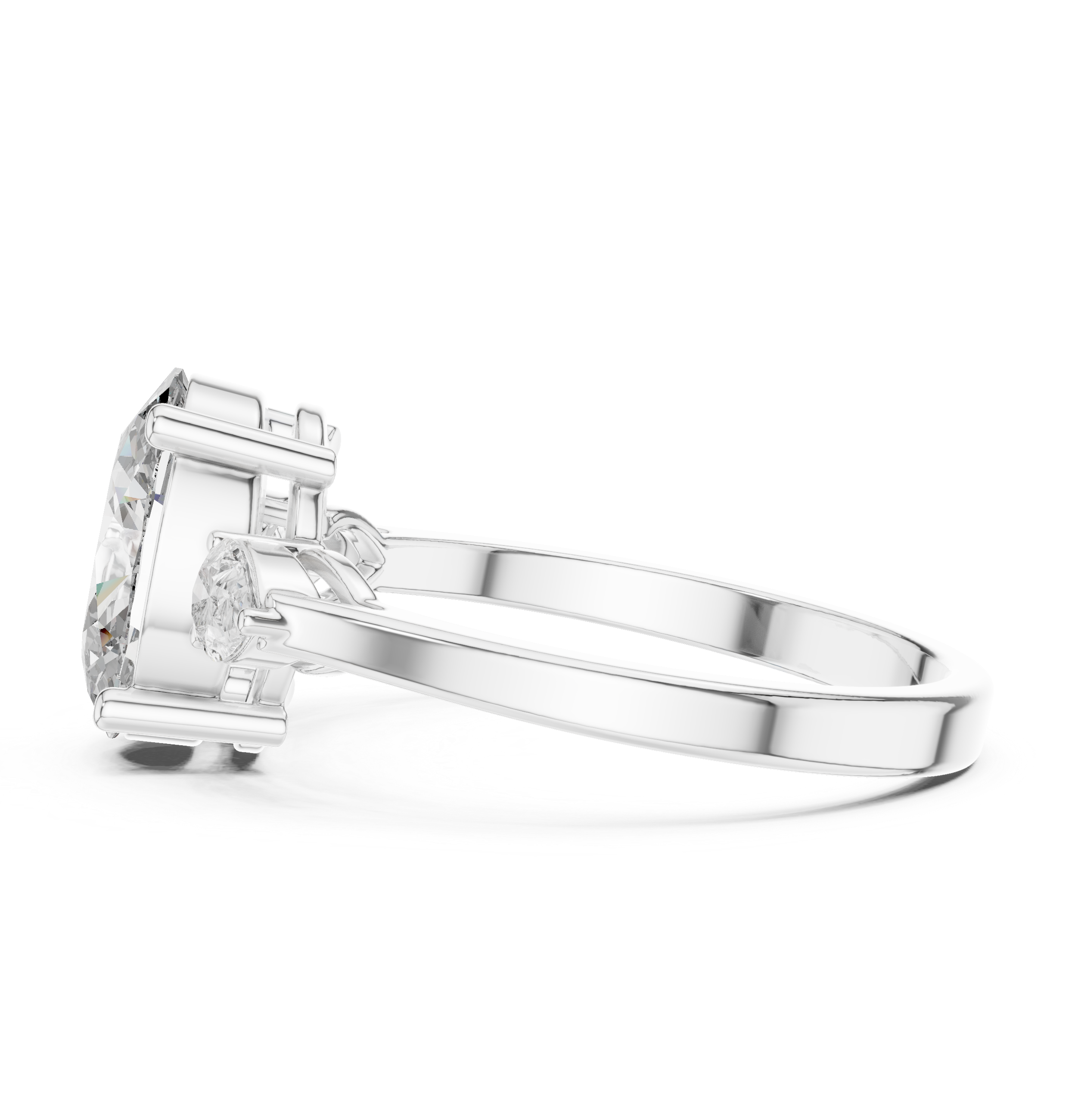2.22 CT Oval Cut Three Stone Engagement Ring