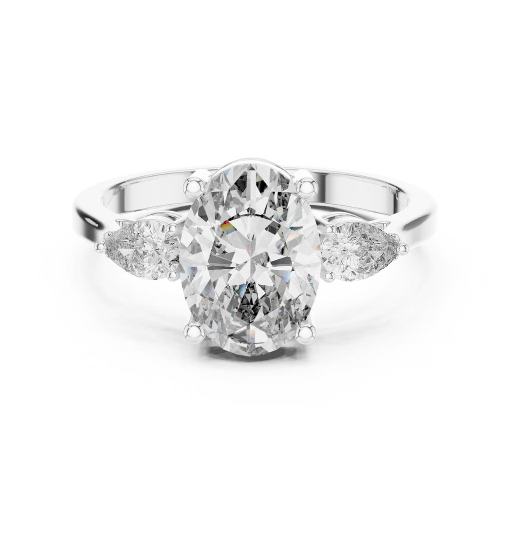 2.22 CT Oval Cut Three Stone Engagement Ring