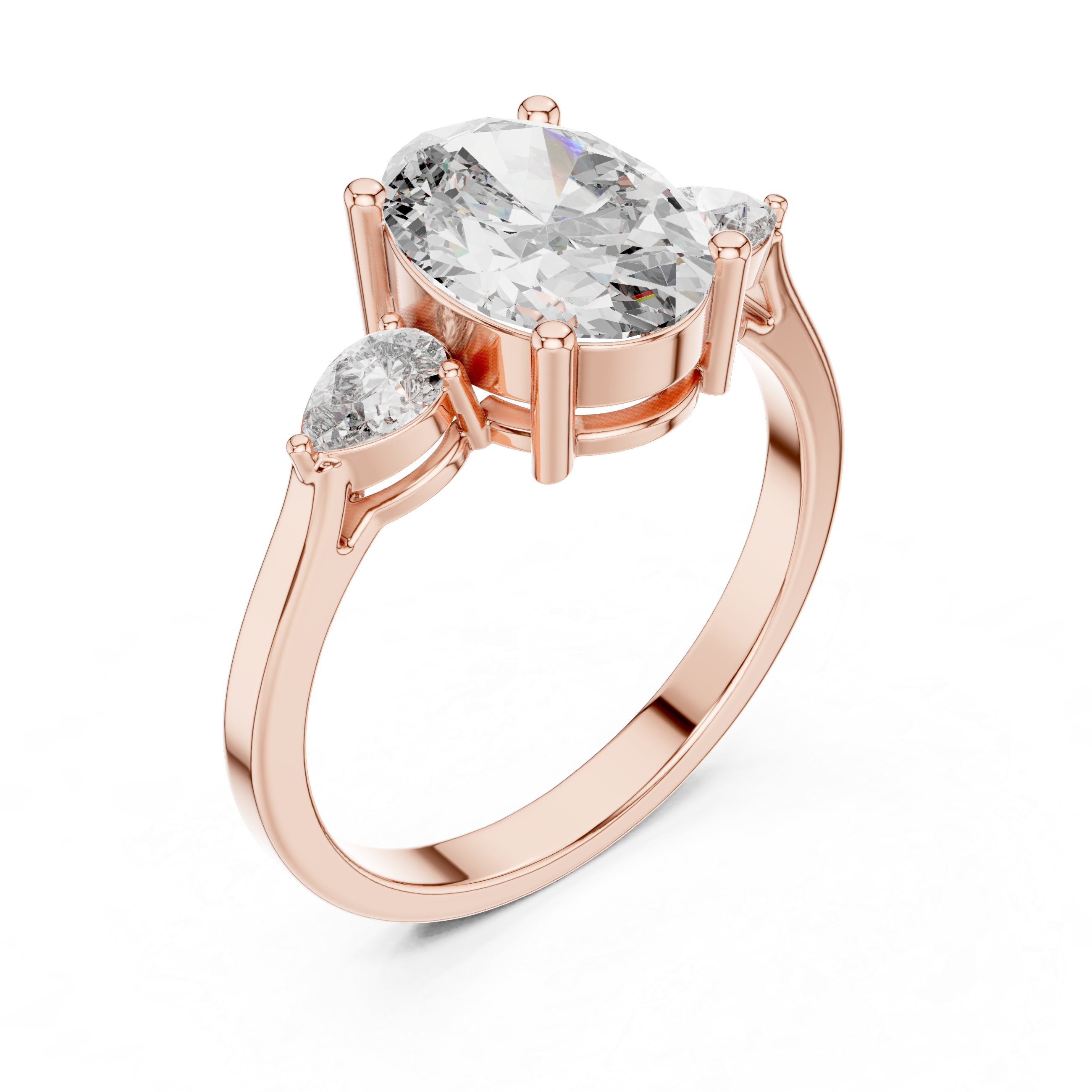 2.22 CT Oval Cut Three Stone Engagement Ring