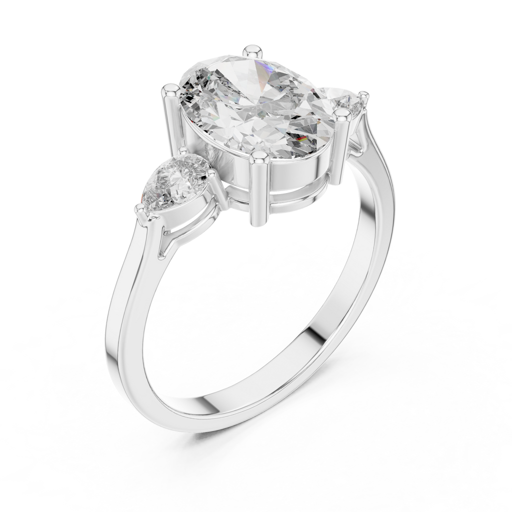 2.22 CT Oval Cut Three Stone Engagement Ring
