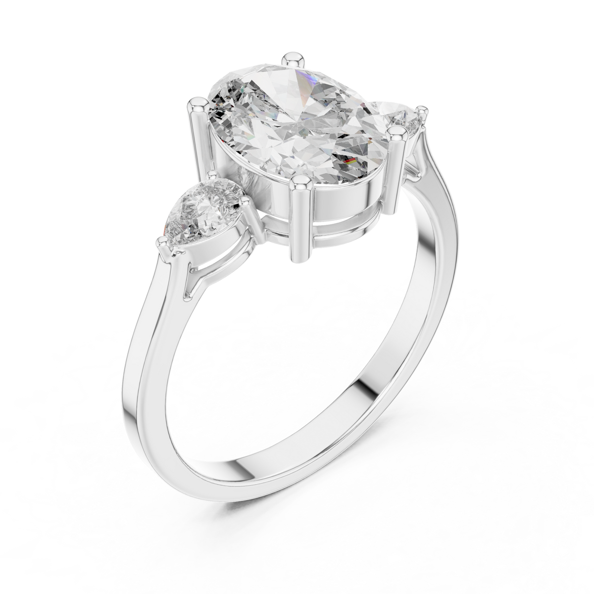 Oval Cut Three Stone Engagement Ring – view 3 of 12, lab grown diamond ring | Jewelix Atelier
