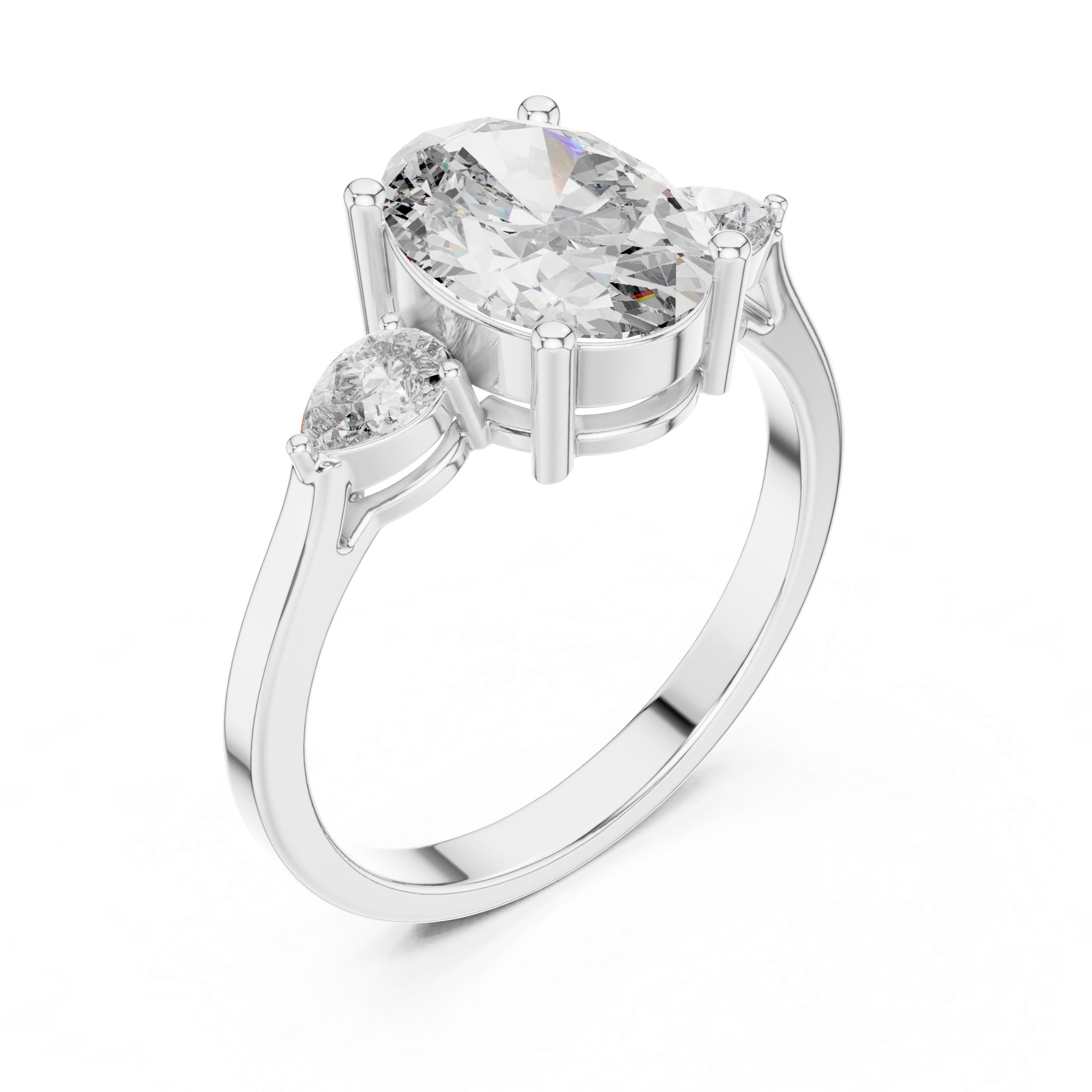 2.22 CT Oval Cut Three Stone Engagement Ring
