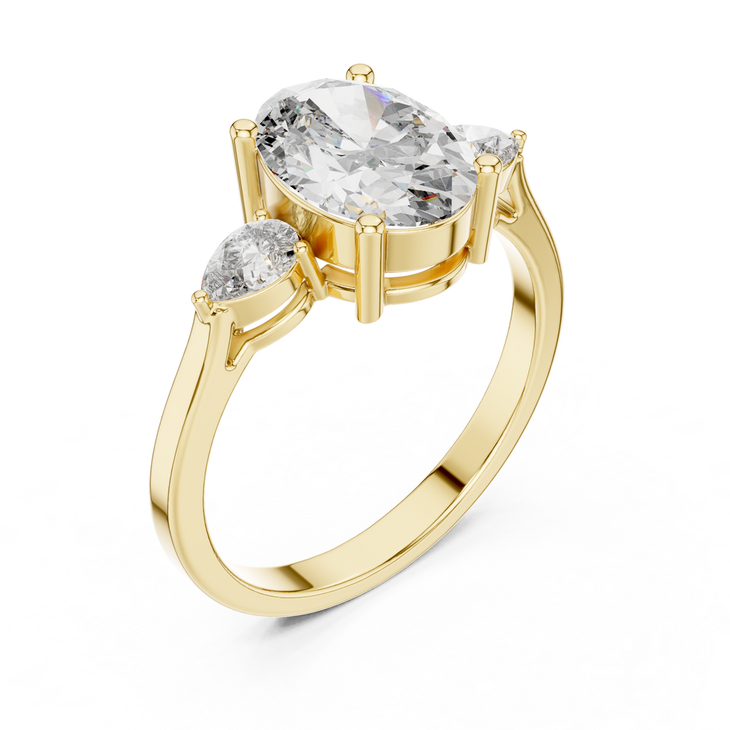 2.22 CT Oval Cut Three Stone Engagement Ring