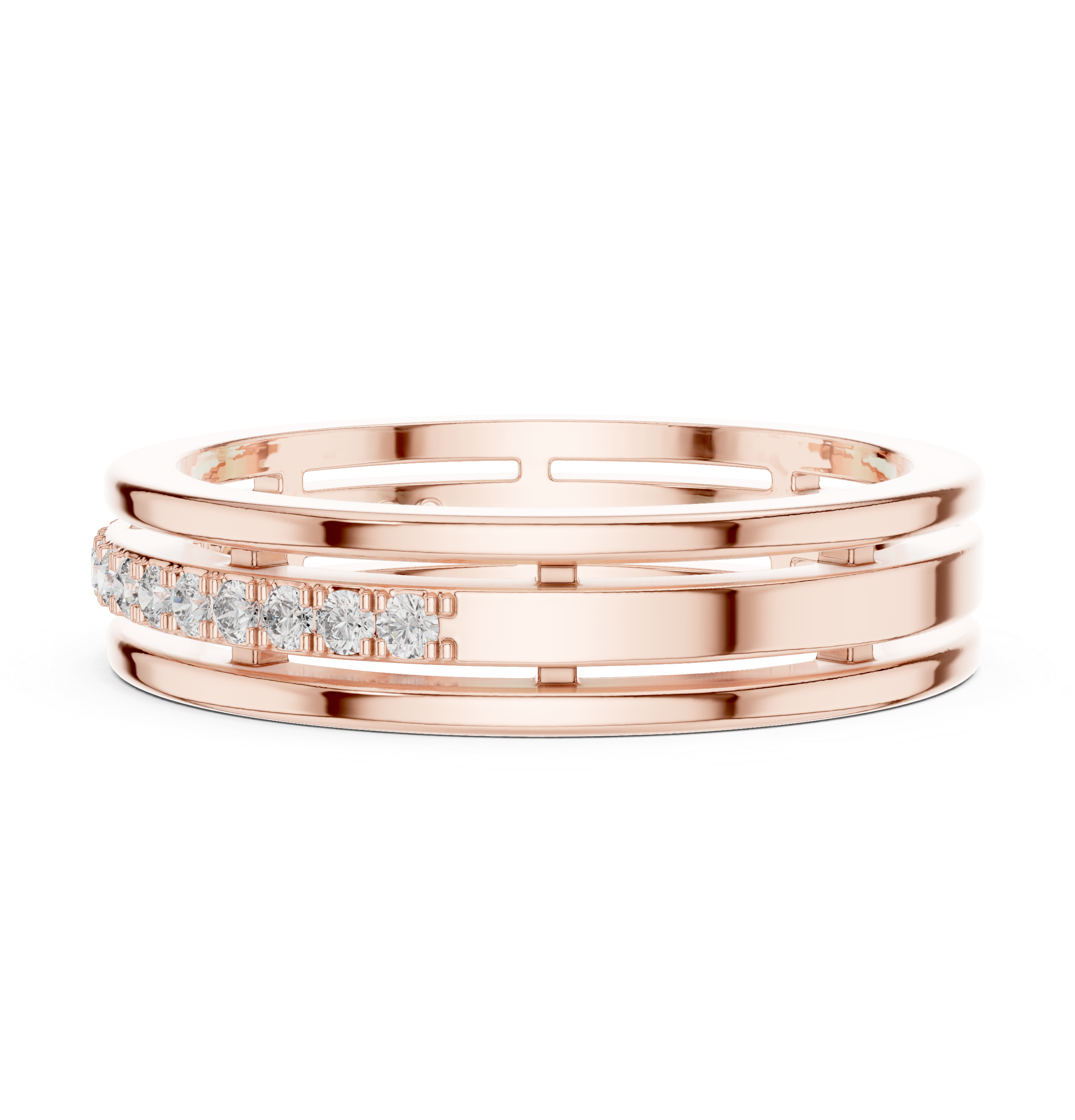 Modern Bezel Set Princess Diamond Band Ring