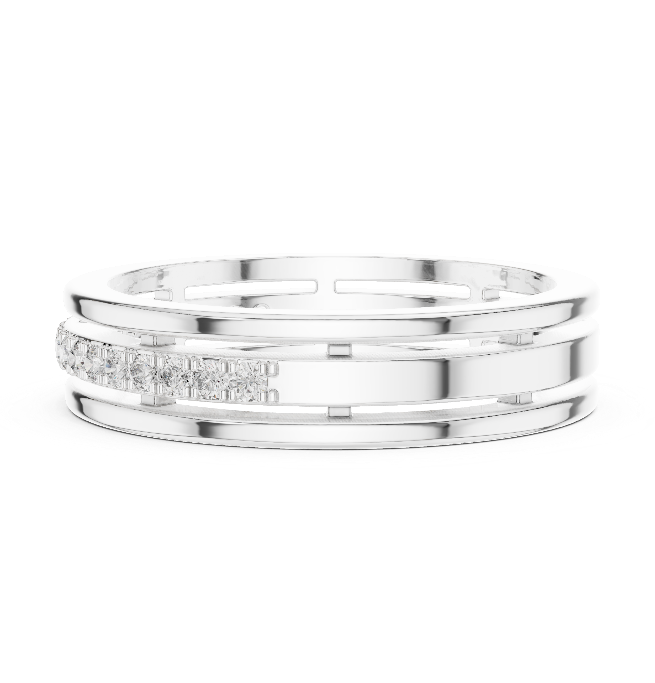 Modern Bezel Set Princess Diamond Band Ring