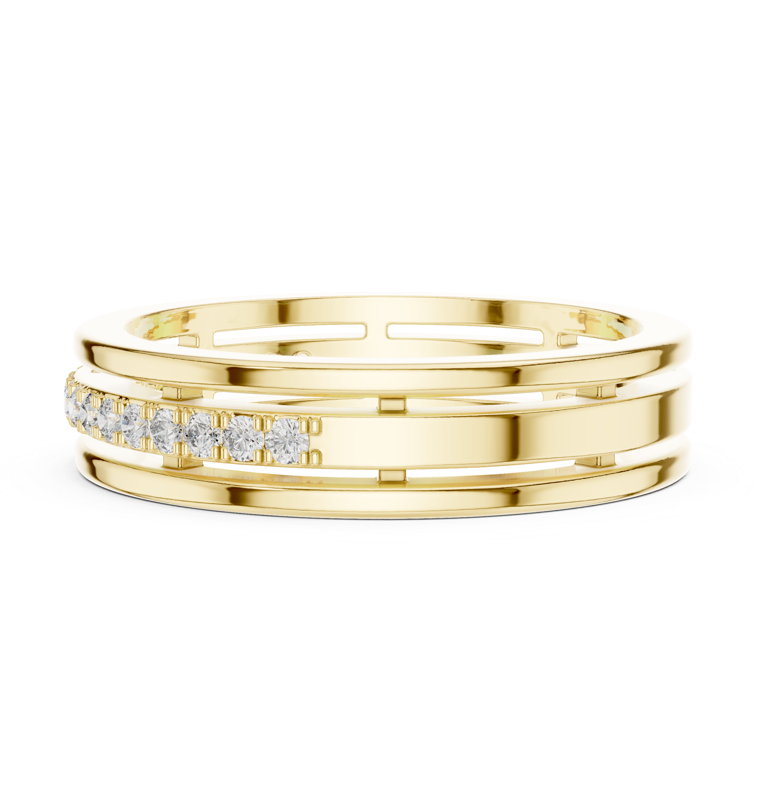 Modern Bezel Set Princess Diamond Band Ring