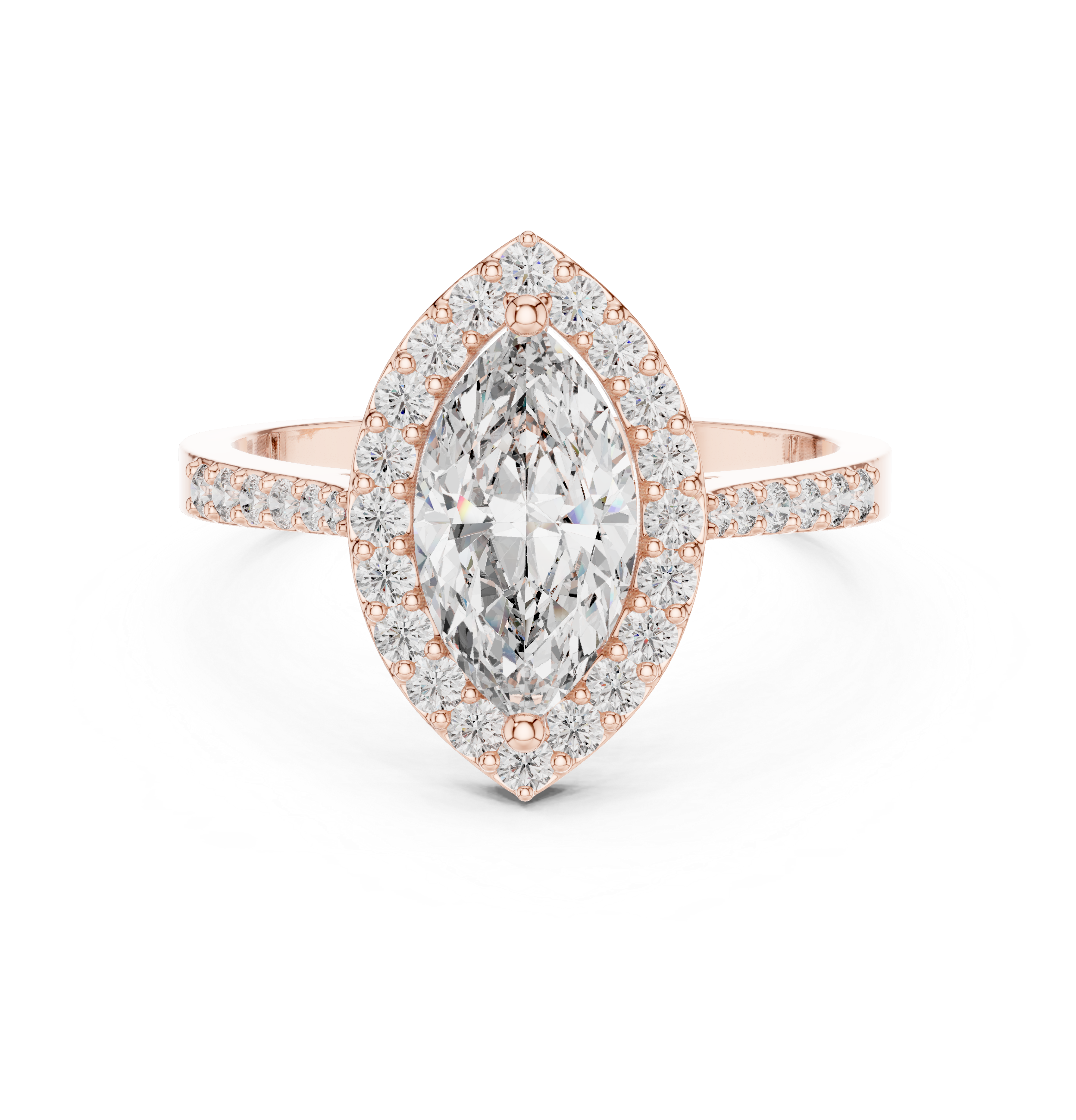 1.35 CT Marquise Cut Diamond Halo Engagement Ring