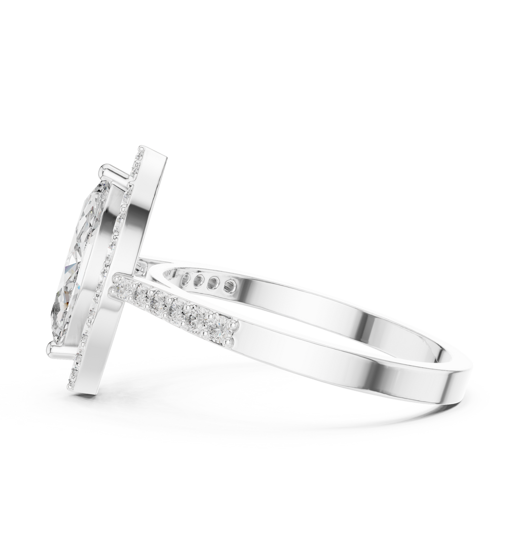 1.35 CT Marquise Cut Diamond Halo Engagement Ring
