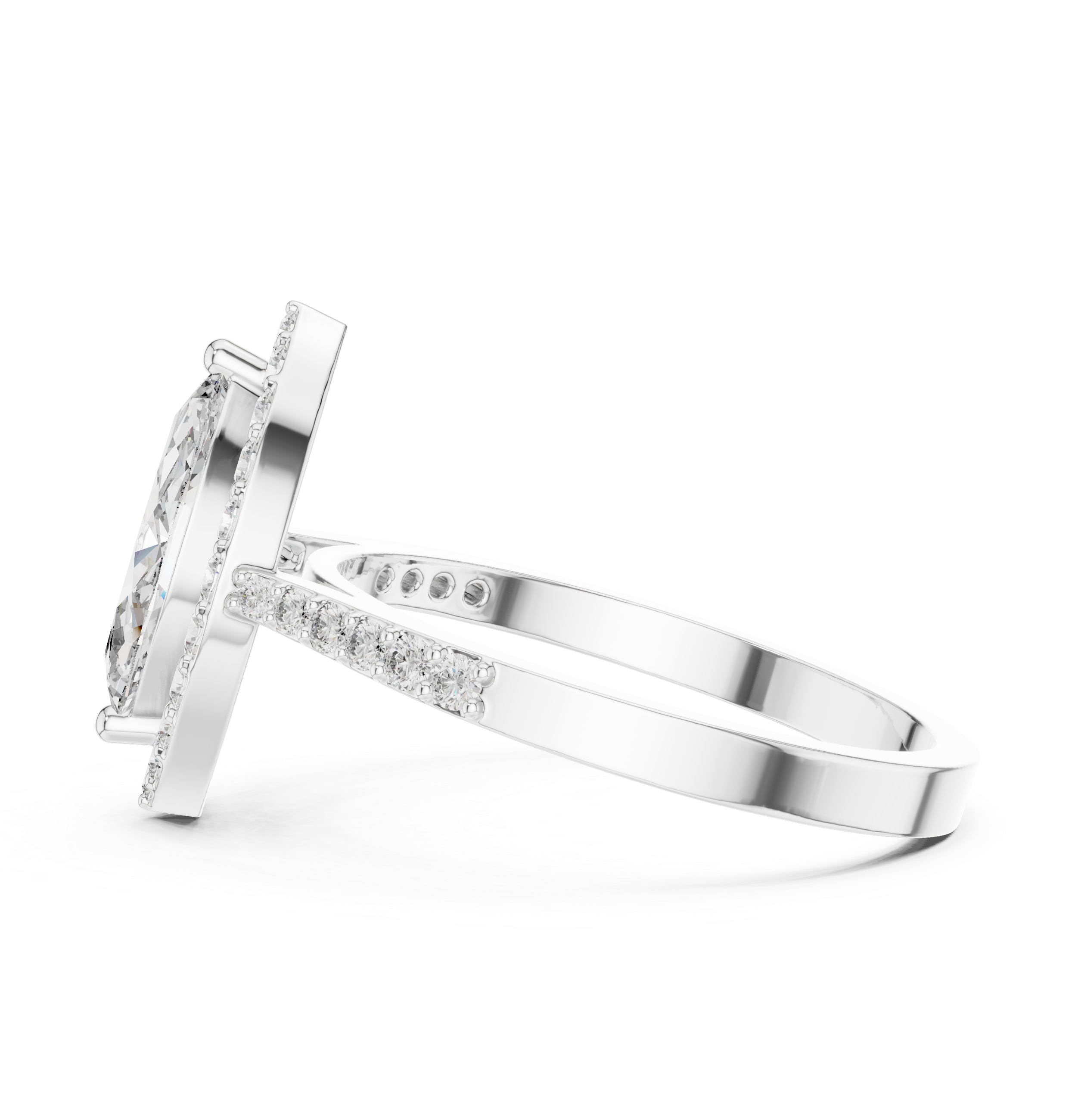 1.35 CT Marquise Cut Diamond Halo Engagement Ring