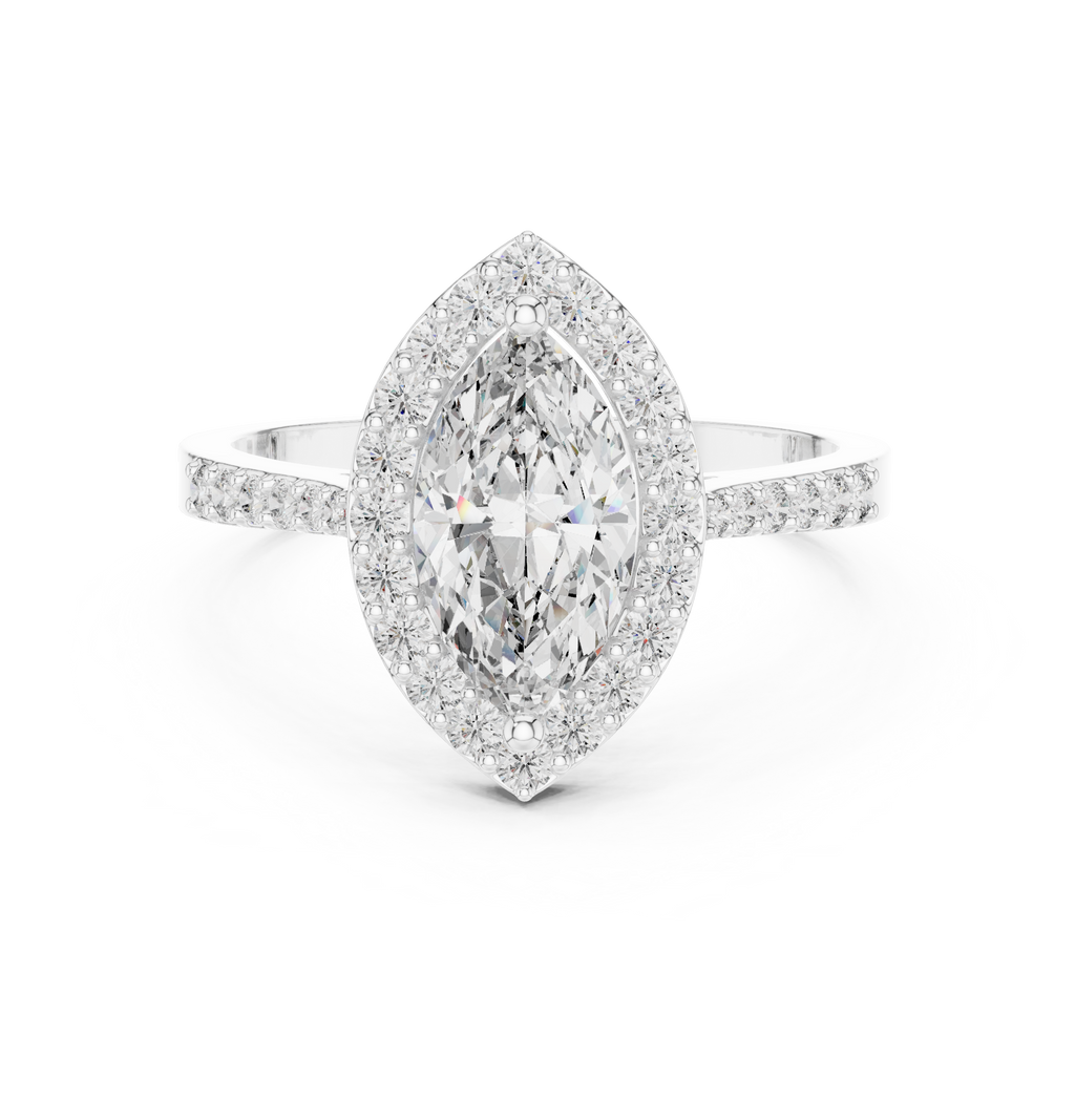 1.35 CT Marquise Cut Diamond Halo Engagement Ring