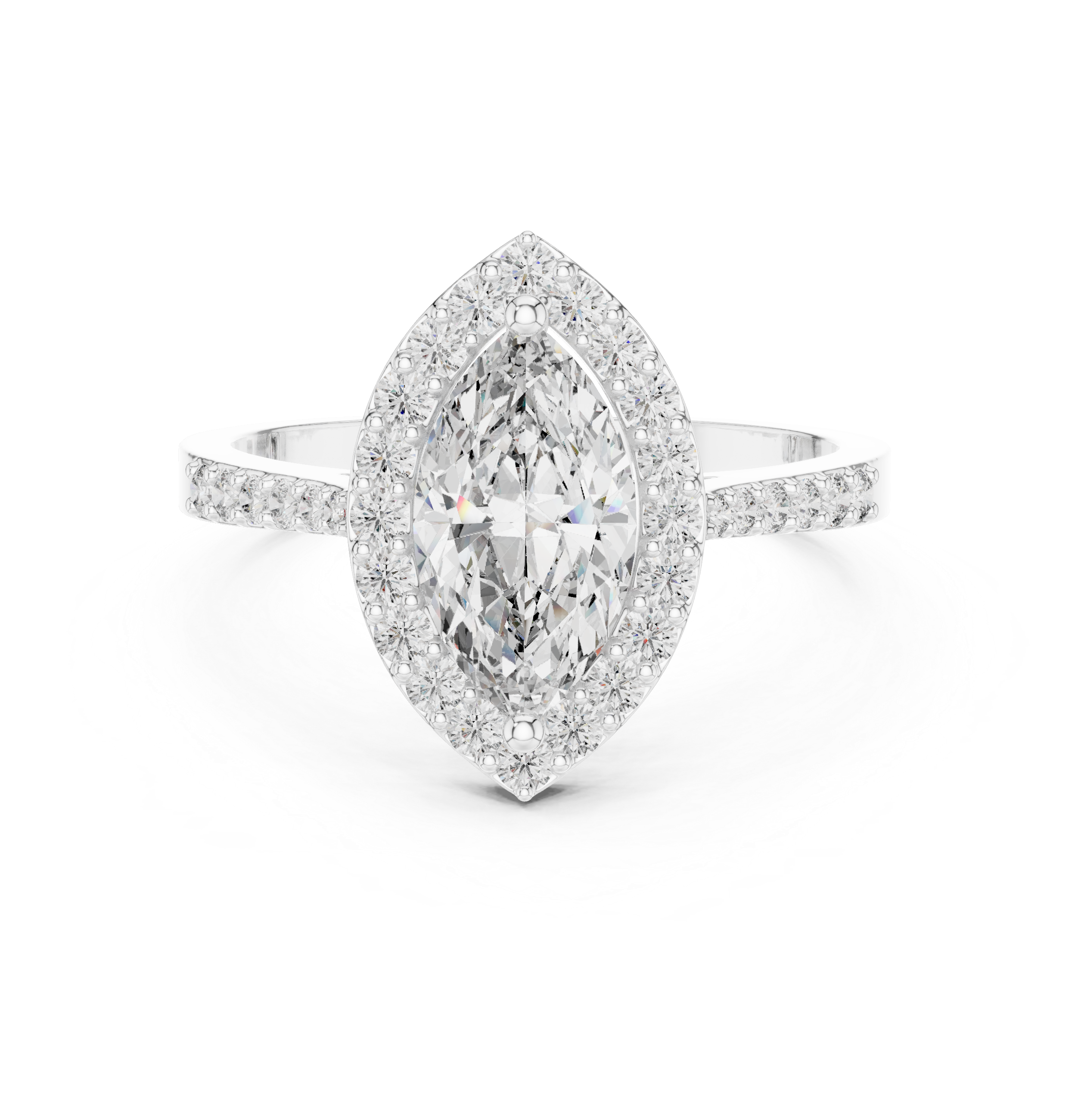 1.35 CT Marquise Cut Diamond Halo Engagement Ring