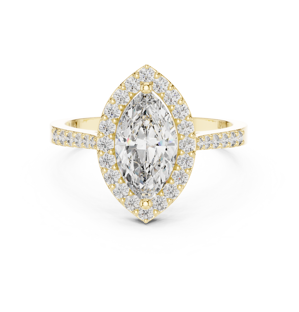 1.35 CT Marquise Cut Diamond Halo Engagement Ring