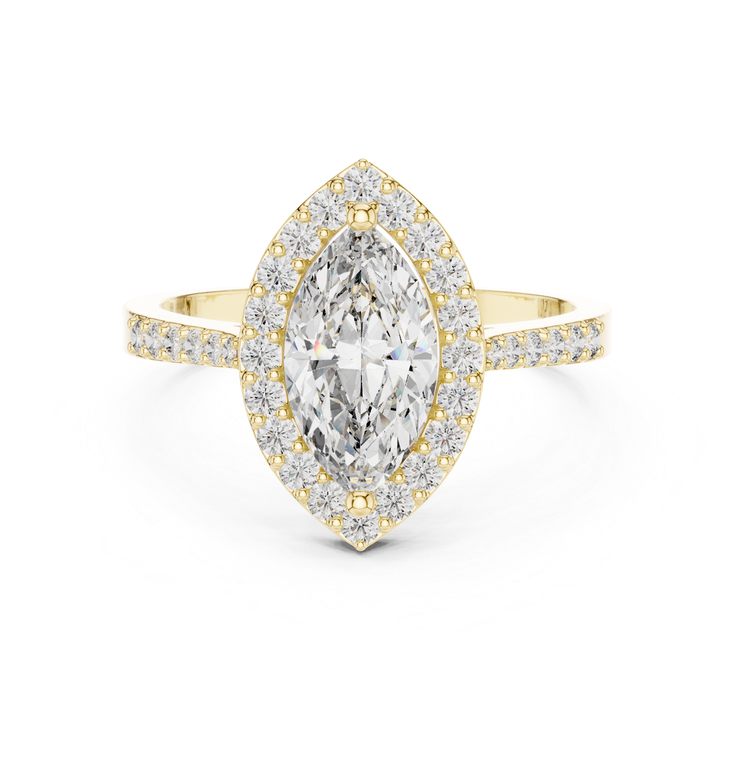1.35 CT Marquise Cut Diamond Halo Engagement Ring