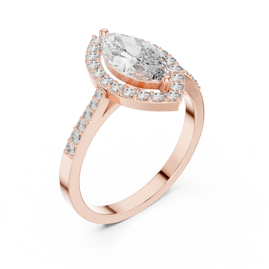 1.35 CT Marquise Cut Diamond Halo Engagement Ring