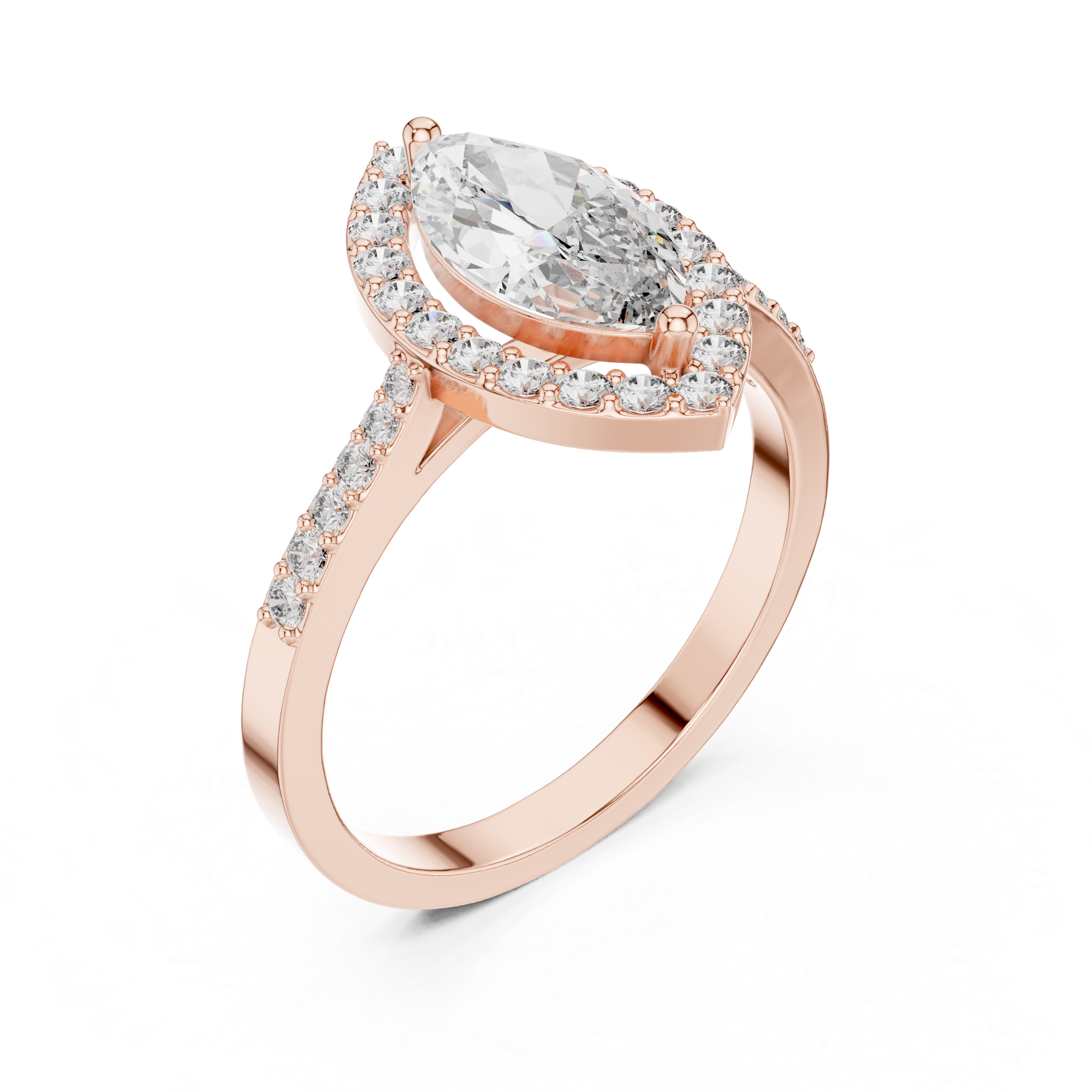 1.35 CT Marquise Cut Diamond Halo Engagement Ring
