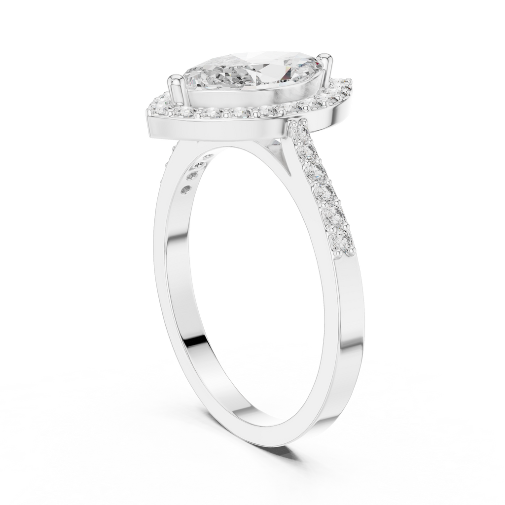 1.35 CT Marquise Cut Diamond Halo Engagement Ring