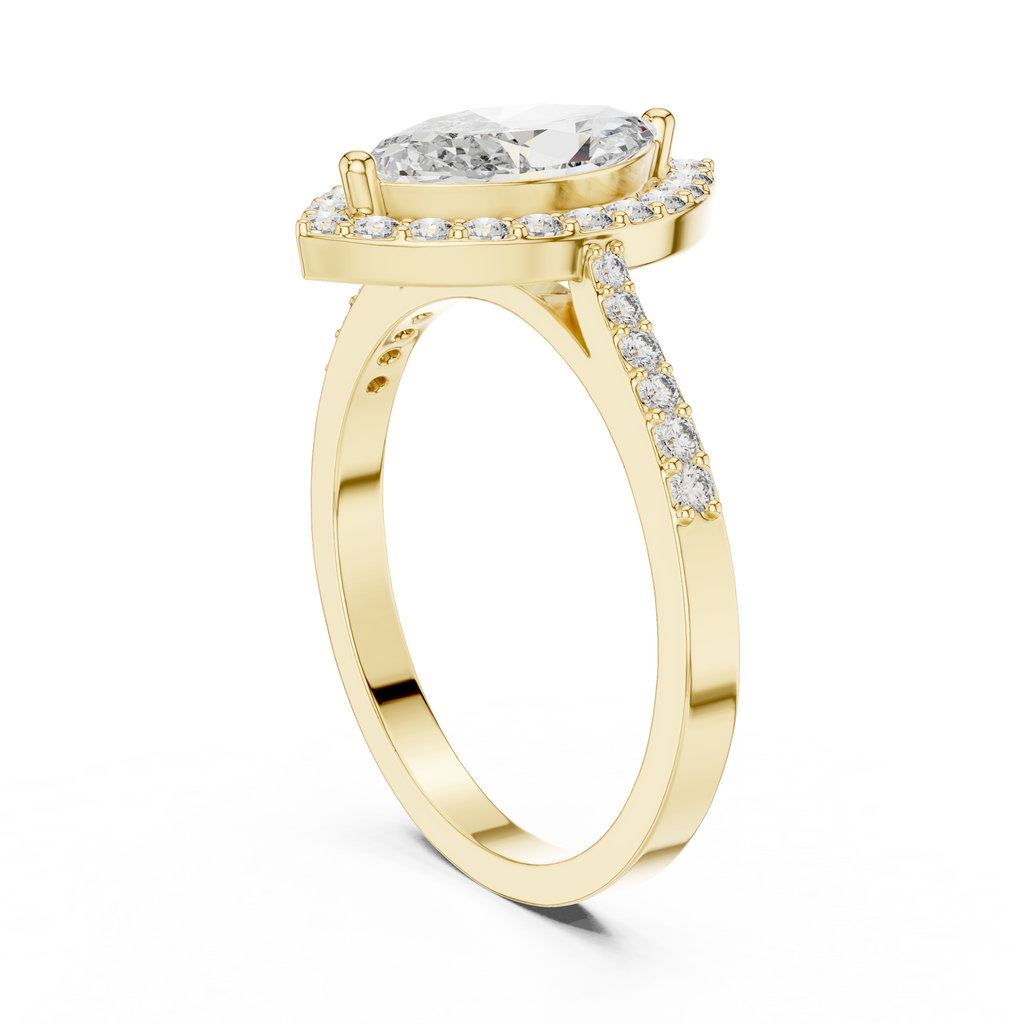 1.35 CT Marquise Cut Diamond Halo Engagement Ring