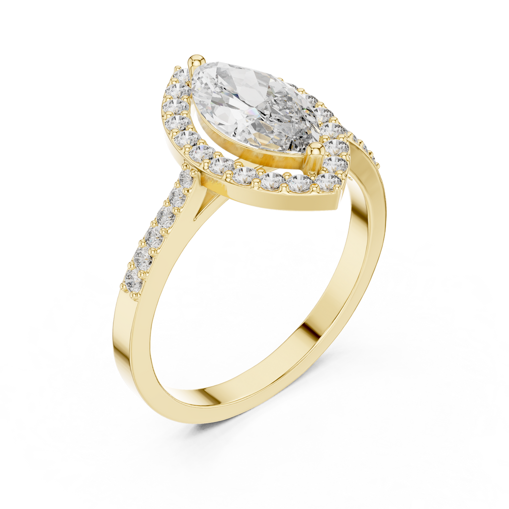 1.35 CT Marquise Cut Diamond Halo Engagement Ring