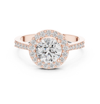 1.36 CT Round Diamond Halo Engagement Ring with Pavé Band
