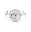 1.36 CT Round Diamond Halo Engagement Ring with Pavé Band