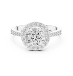 1.36 CT Round Diamond Halo Engagement Ring with Pavé Band